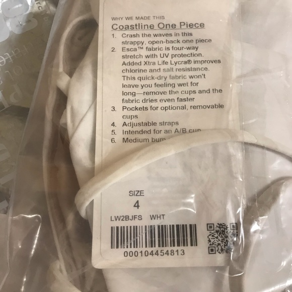 ❤️ Lululemon Coastline One Piece White A/B cup Size 4 - Picture 7 of 8